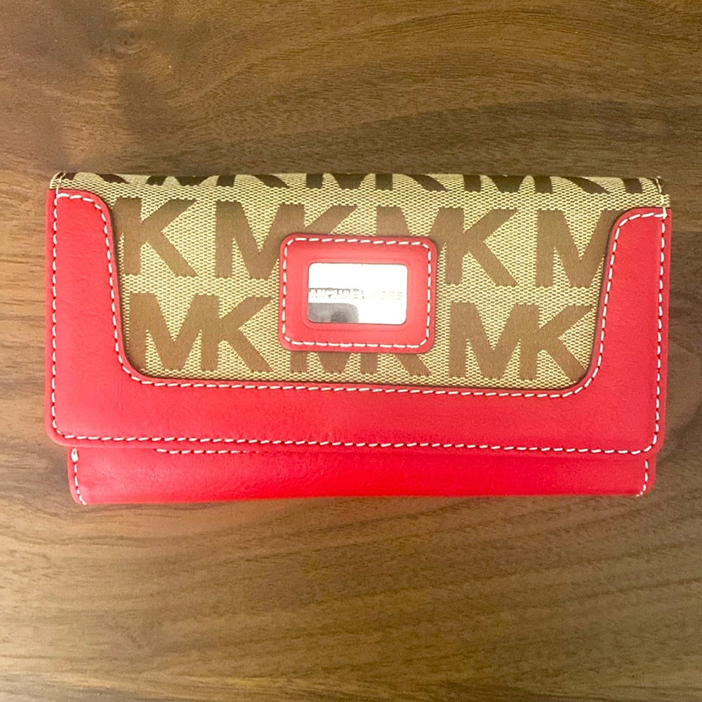 Red Accent Michael Kors MK Wallet